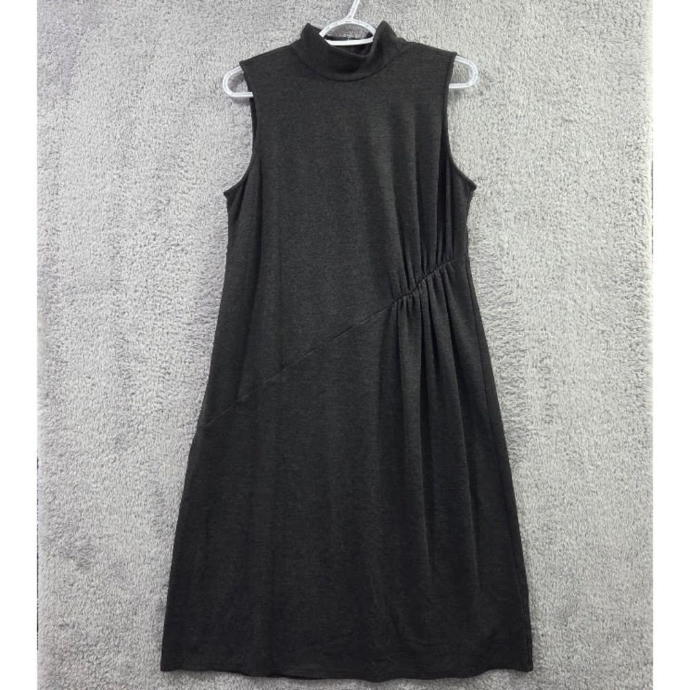Christian Siriano J Jill Midi Dress Women Medium Gray Ponte Mock Neck Sleeveless